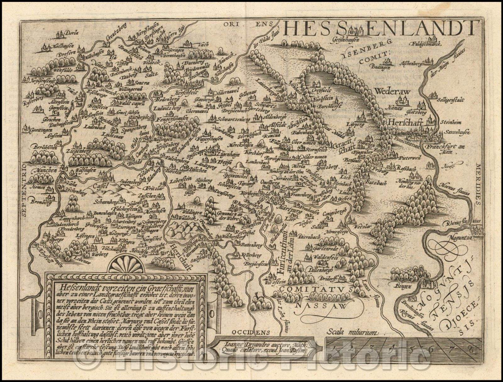 Historic Map - Hessenlandt, 1592, Matthias Quad - Vintage Wall Art