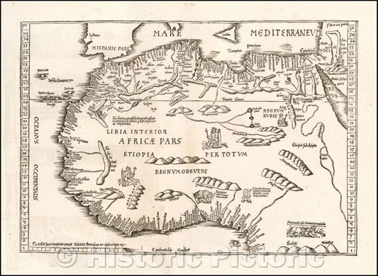 Historic Map - Tab. Mo. Primae Partis Aphricae et Tabula Secunde partis Aphricae. Verso title, 1525, Lorenz Fries v1