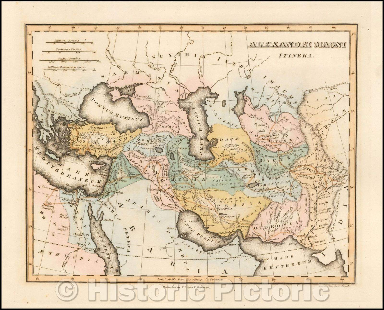 Historic Map - Alexandri Magni Itinera, 1823, Fielding Lucas Jr. v1