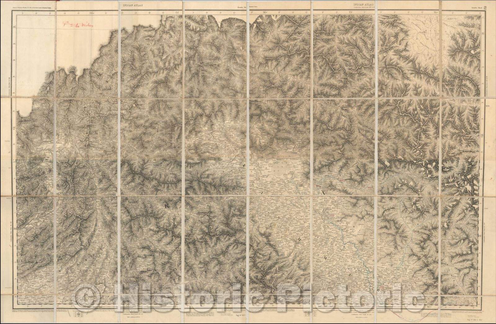 Historic Map - Jammu and Kashmir, etc, 1867, Surveyor General of India - Vintage Wall Art