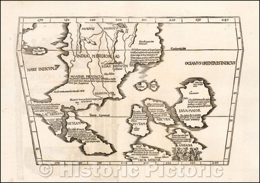 Historic Map - Tabula Moder. Indiae Orientalis [title from verso], 1522, Lorenz Fries - Vintage Wall Art