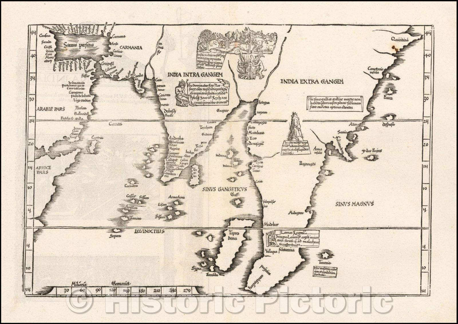 Historic Map - Tab. Moderna Indiae [Verso title], 1522, Lorenz Fries - Vintage Wall Art