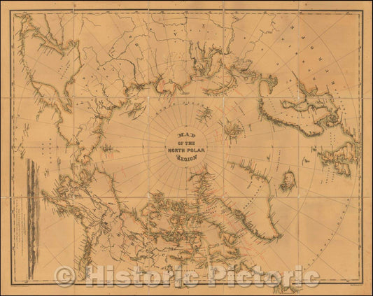 Historic Map - Map Of The North Polar Region, 1876, William Bauman - Vintage Wall Art
