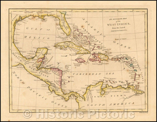 Historic Map - An Accurate Map of the West Indies from the latest Improvements, 1794, Robert Wilkinson - Vintage Wall Art