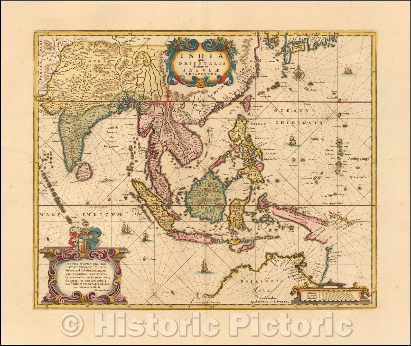 Historic Map - India quae Orientalis dicitur et Insulae Adiacentes, 1695, Peter Schenk - Vintage Wall Art