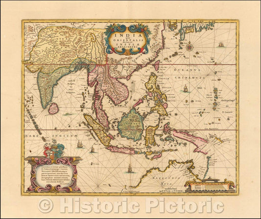 Historic Map - India quae Orientalis dicitur et Insulae Adiacentes, 1695, Peter Schenk - Vintage Wall Art