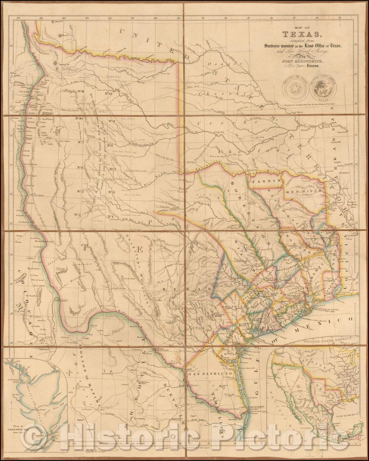 Historic Map - A Map of Texas, 1843, John Arrowsmith - Vintage Wall Art