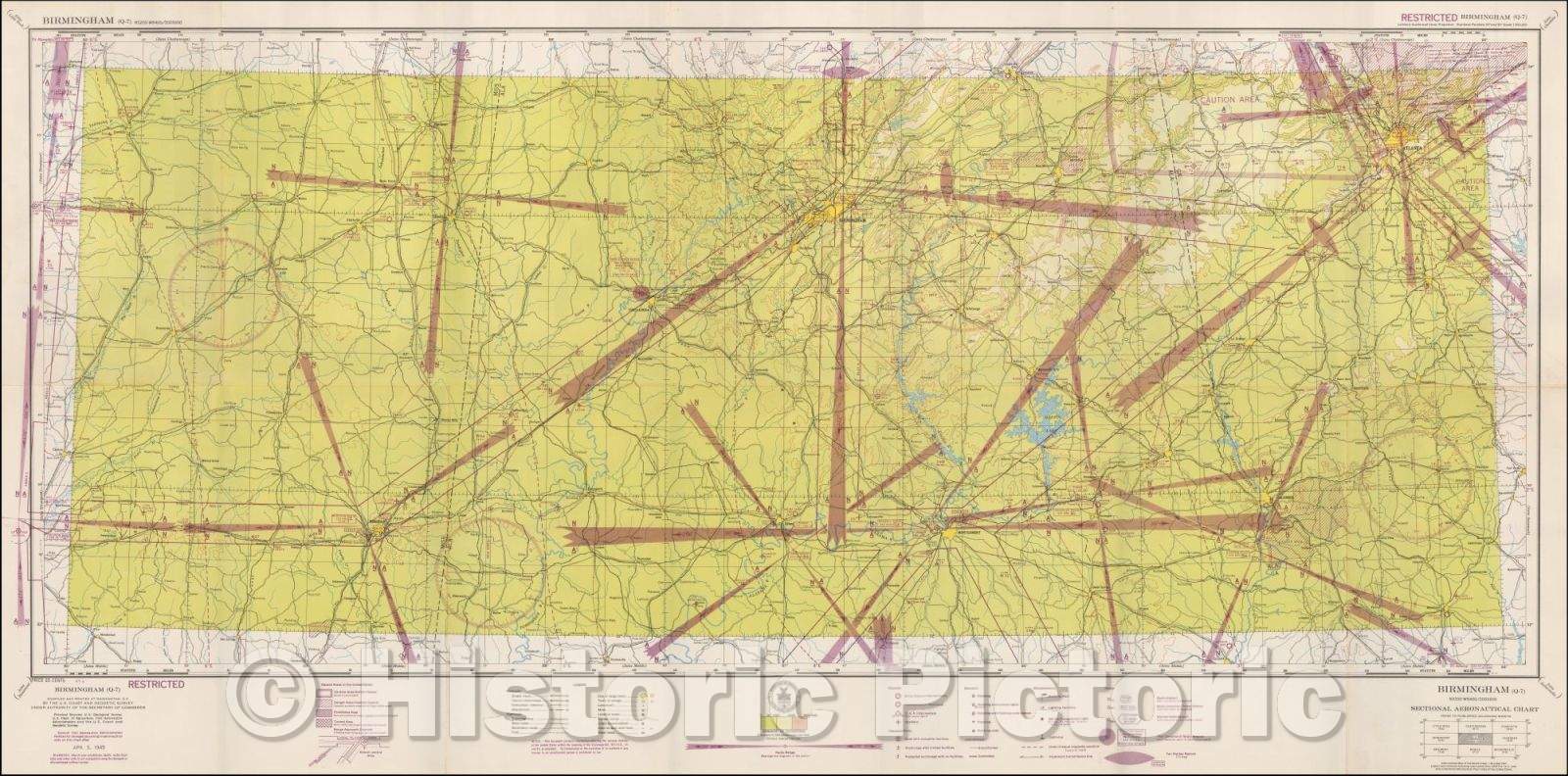 Historic Map - Birmingham, 1945, U.S. Coast & Geodetic Survey - Vintage Wall Art