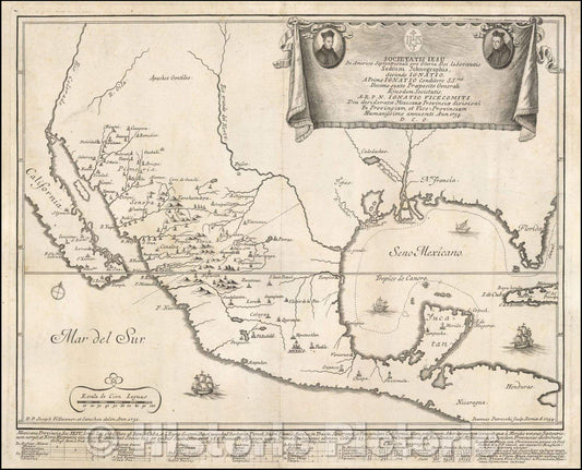 Historic Map - Societatis Iesu In America Septentrionali pro Gloria Dei laborantis Sedium Jchnographia, 1754, Giovanni Petroschi v2