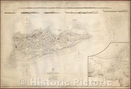 Historic Map - Santa Cruz Surveyed, 1858, British Admiralty v2