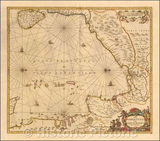 Historic Map - Sinus Gangeticus Vulgo Golfo De Bengala Nova descriptio, 1700, Valk & Schenk - Vintage Wall Art