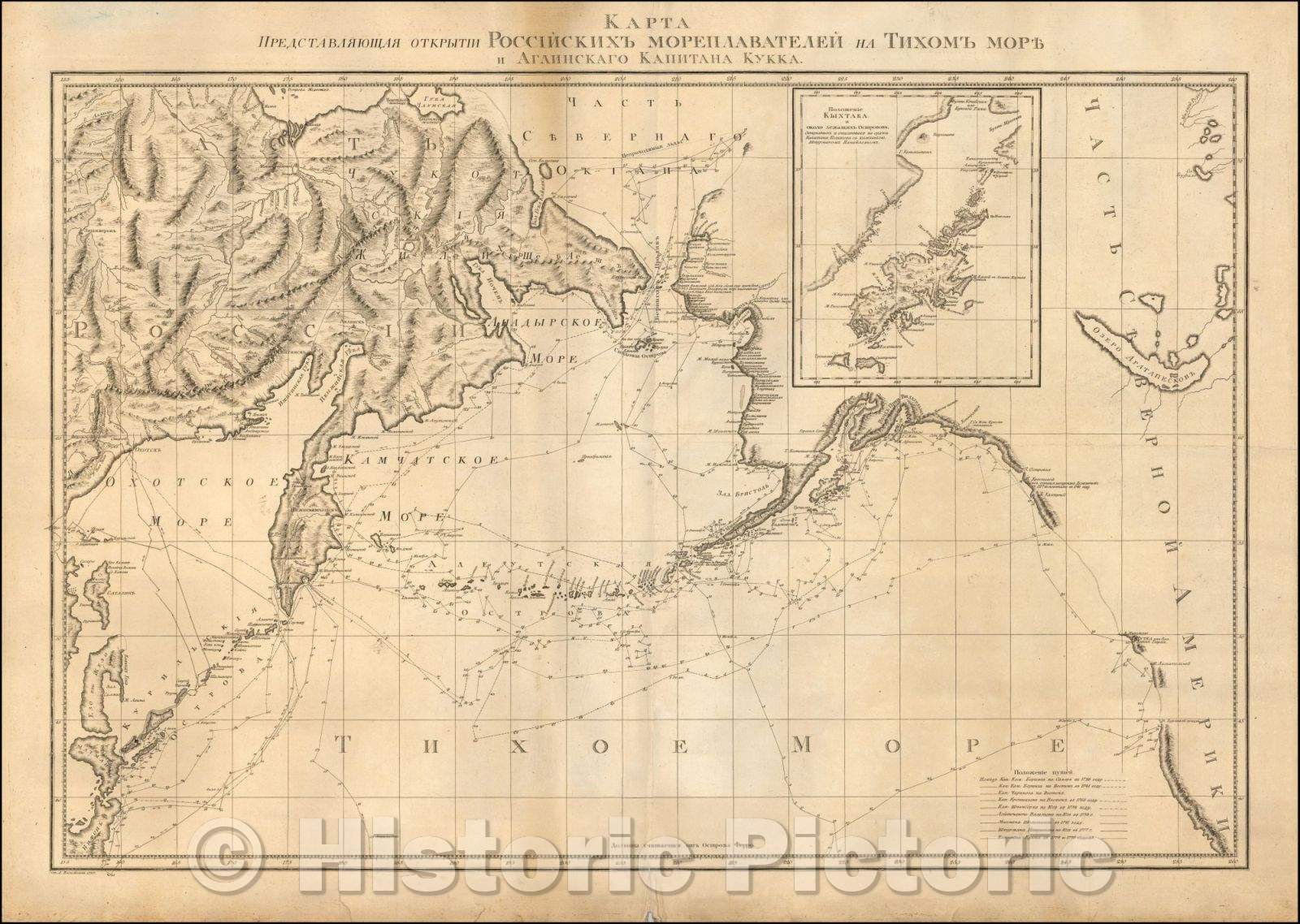 Historic Map - First Map of Russian America, 1787, Alexander Wilbrecht v1