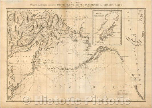Historic Map - First Map of Russian America, 1787, Alexander Wilbrecht v1