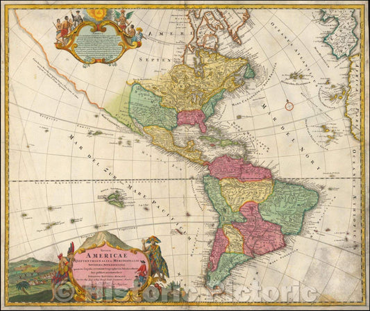 Historic Map - Totius Americae Septentrionalis et Meridionalis Novissima Representatio, 1720, Johann Baptist Homann - Vintage Wall Art