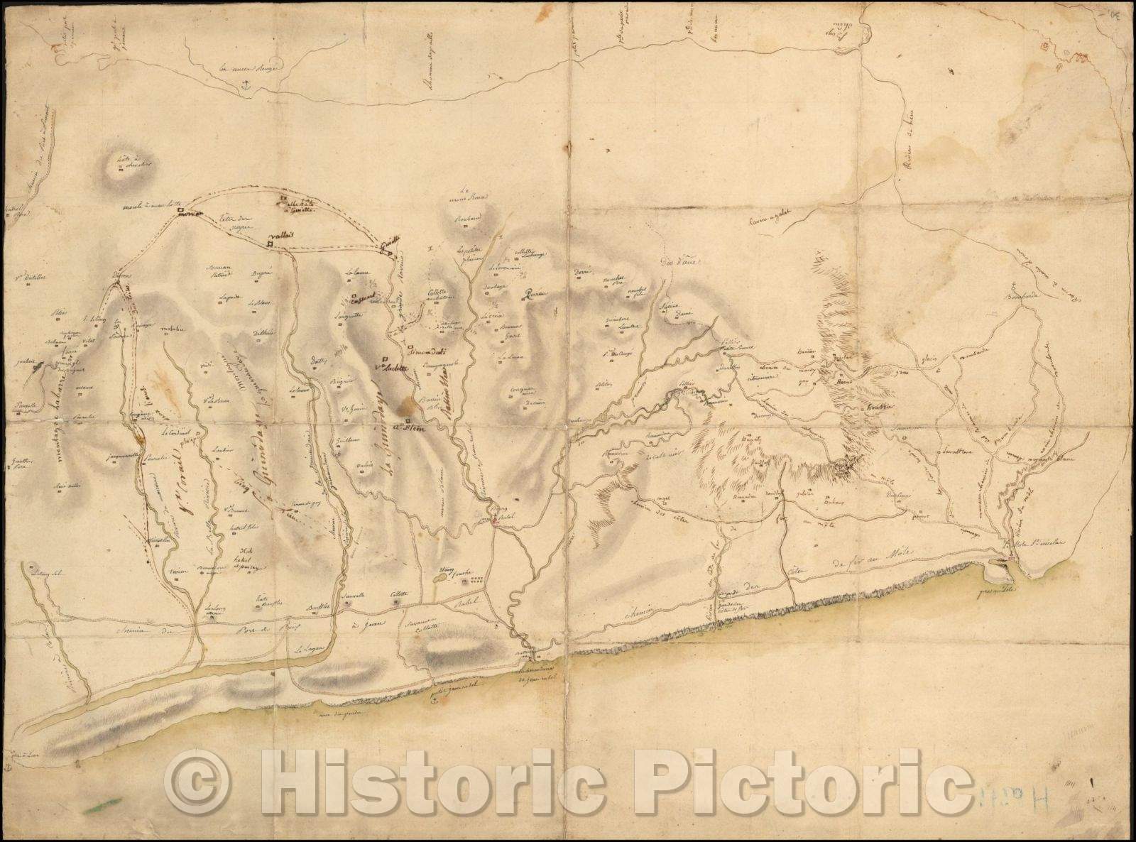 Historic Map - (Manuscript Map/Haitian Revolution) (Nord-Ouest Department, Saint-Do/Eighteenth-century French manuscript Map of the Nord-Ouest, 1792 - Vintage Wall Art
