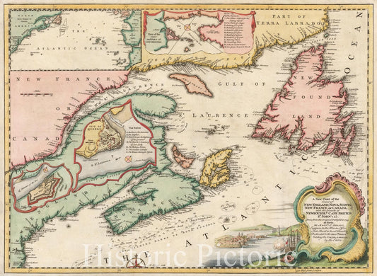 New England and Atlantic Coast - Regional Chart, 1746 | Historical Map Print