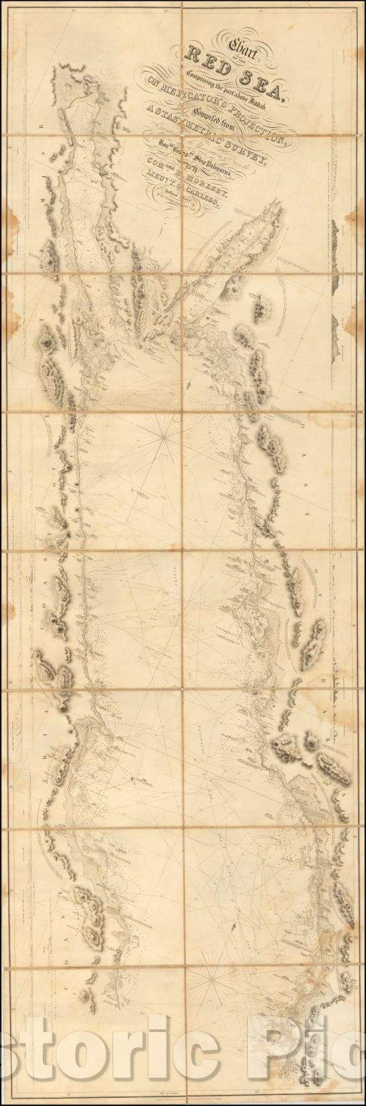 Historic Map - Chart of the Red Sea, Comprising the part of above Jiddah, on Merator's Projection, 1836, J & C Walker v2