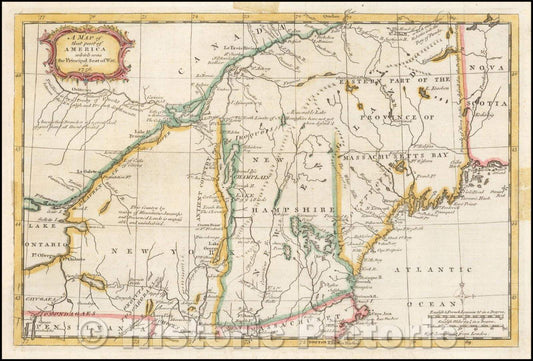 Historic Map - A Map of that Part of America which was the Principal Seat of War in, 1757, Gentleman's Magazine - Vintage Wall Art