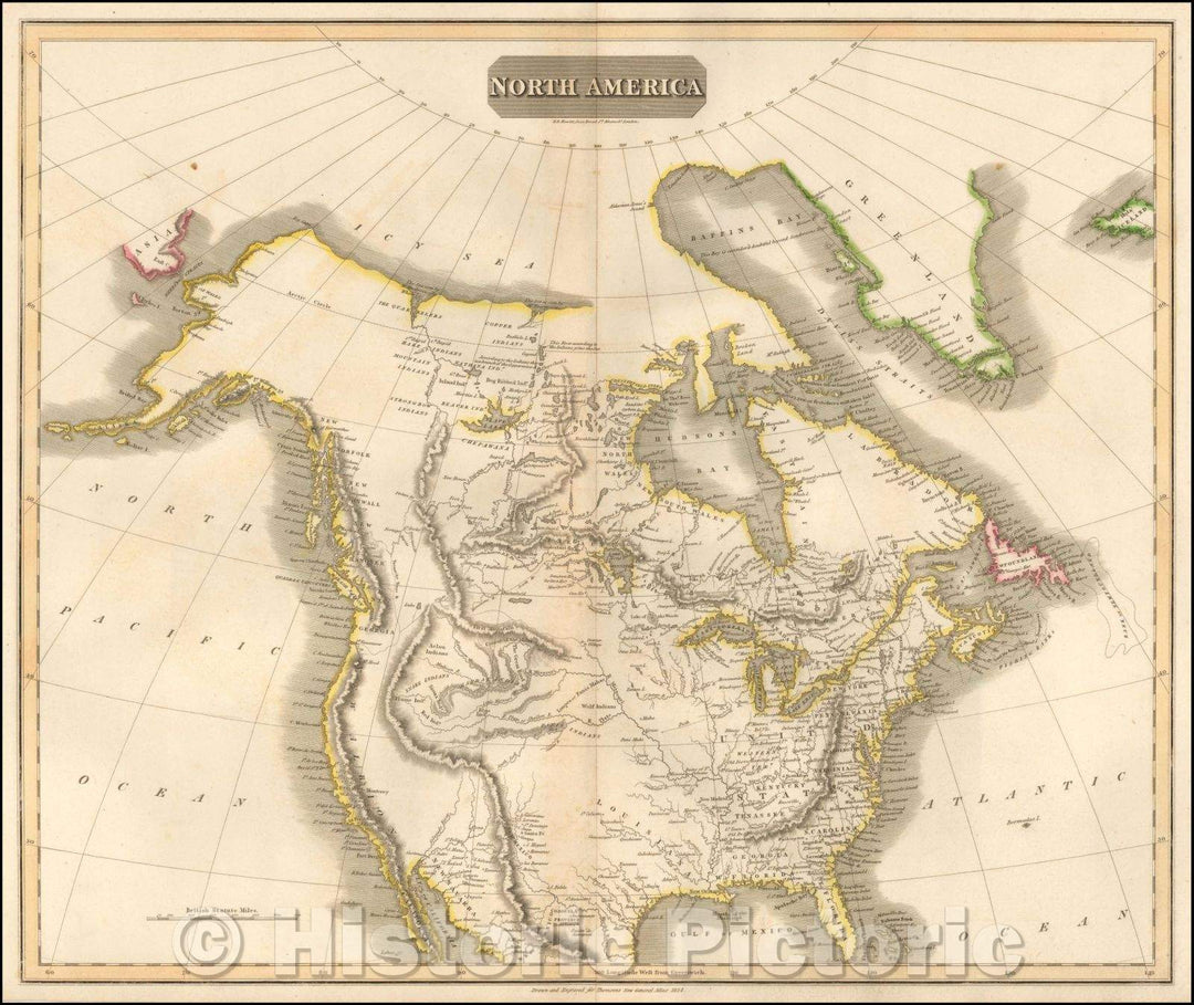 Historic Map - North America, 1814, John Thomson - Vintage Wall Art