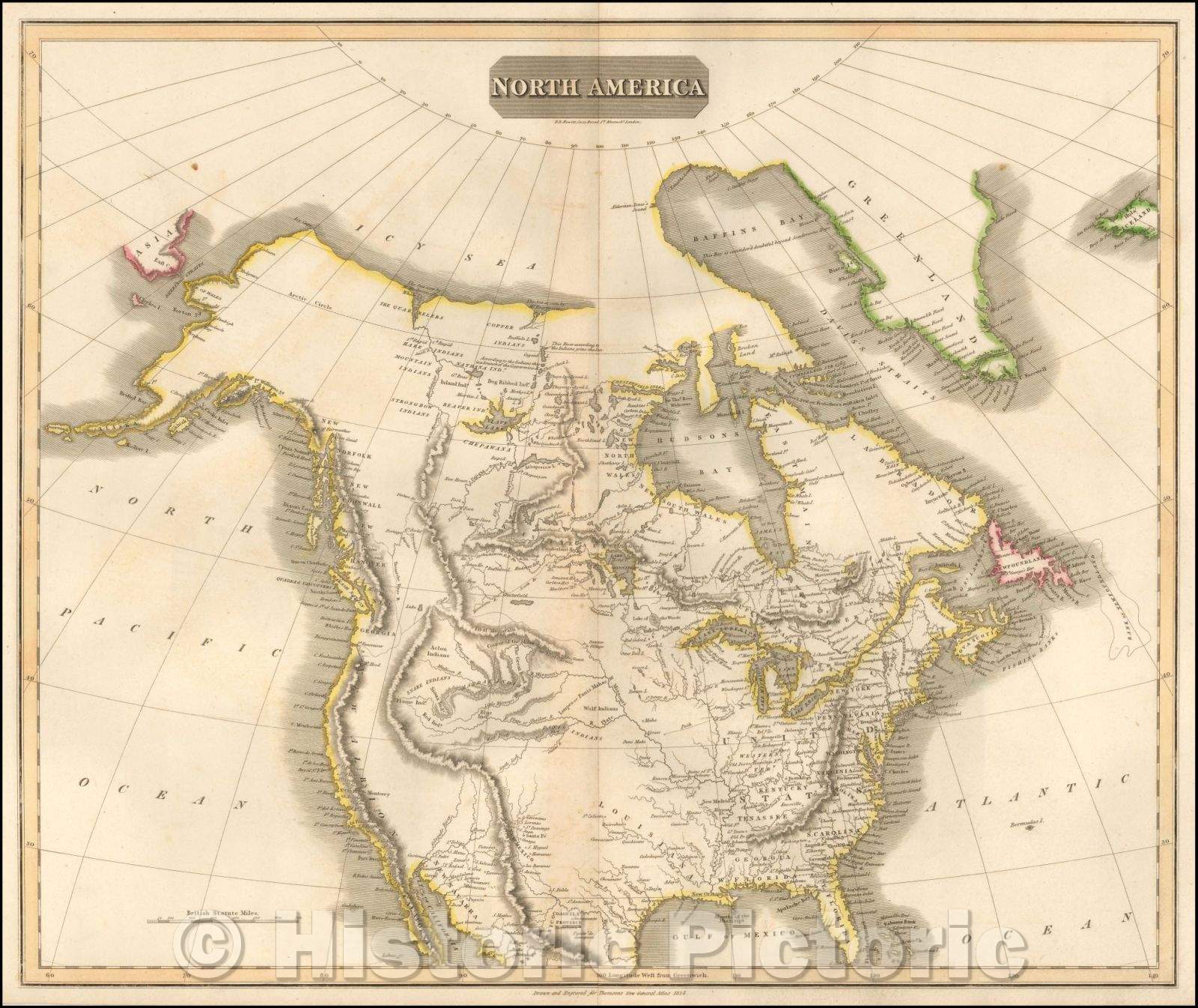 Historic Map - North America, 1814, John Thomson - Vintage Wall Art