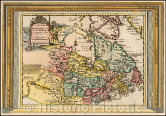 Historic Map - Canada ou Nouvelle France Suivant les Nouvelles Observations, 1700, Pieter van der Aa - Vintage Wall Art