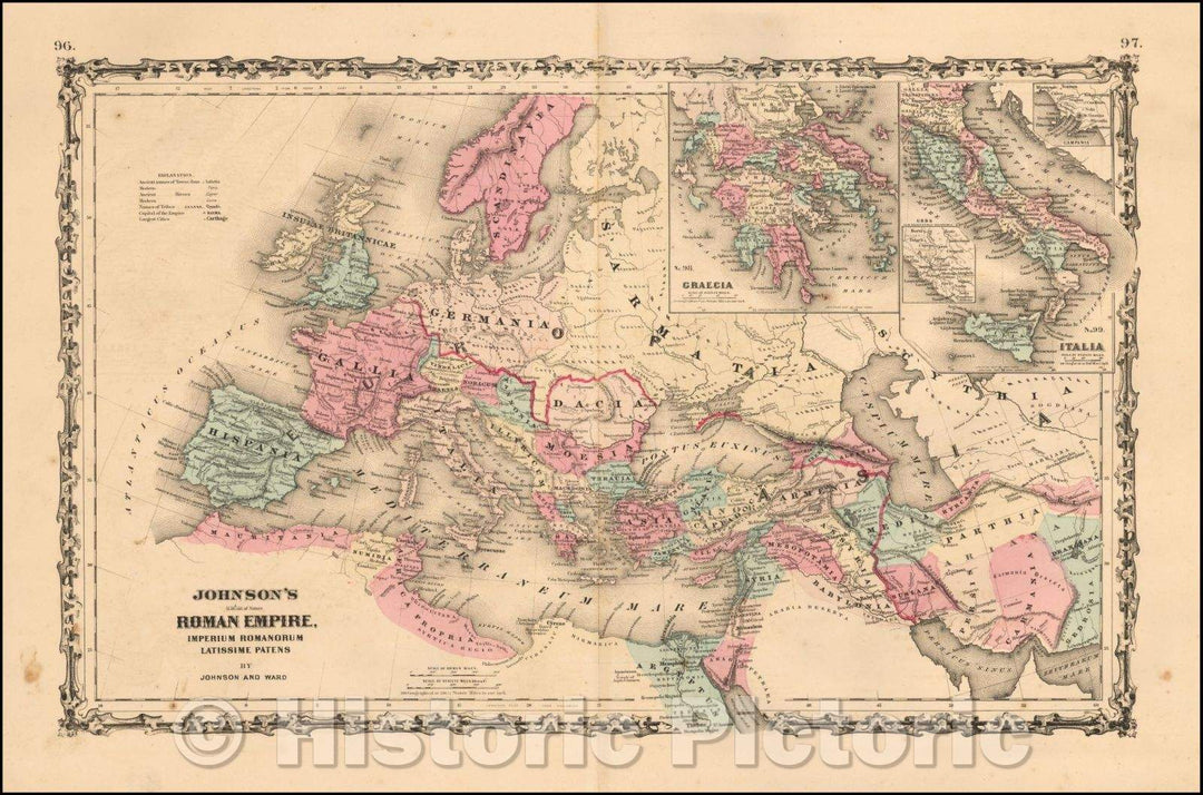Historic Map - Johnson's Roman Empire, 1863, Benjamin P Ward v2