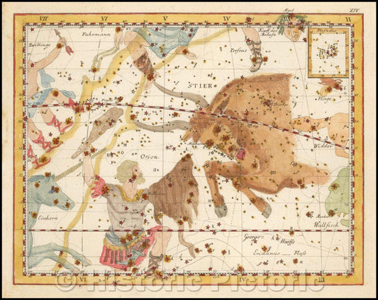 Historic Map - Stier Taurus, 1805, Johann Elert Bode - Vintage Wall Art