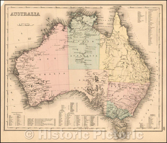 Historic Map - Australia, 1876, O.W. Gray - Vintage Wall Art