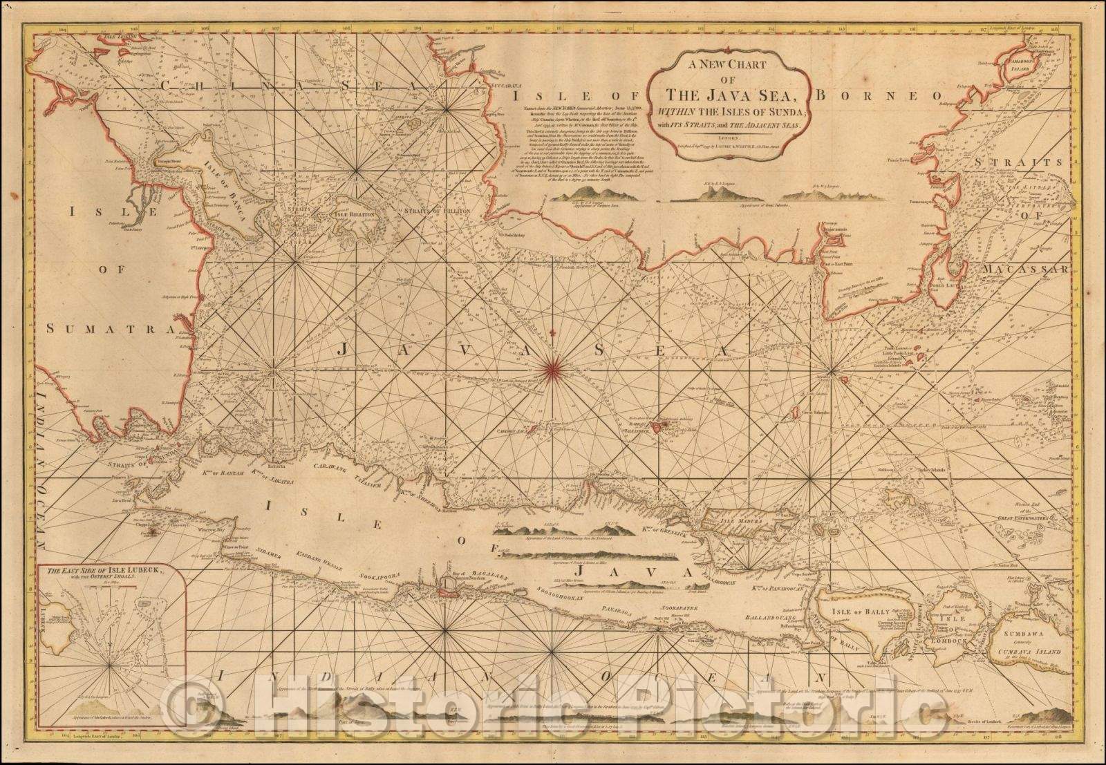 Historic Map - A New Chart of The Java Sea, within the Isles of Sunda with its Straits and the Adjacent Seas, 1799, James Whittle - Vintage Wall Art