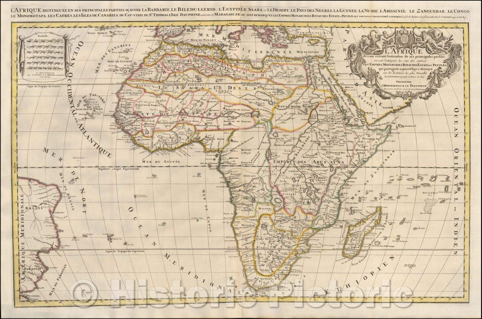 Historic Map - L'Afrique Divisee suivant l'estndue des ses principales parties, 1692, Johannes Covens - Vintage Wall Art