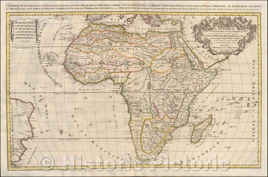 Historic Map - L'Afrique Divisee suivant l'estndue des ses principales parties, 1692, Johannes Covens - Vintage Wall Art