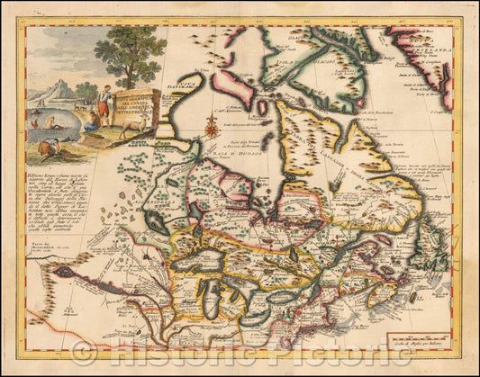 Historic Map - Carta Geografica Del Canada Nell America Settentrionale, 1742, Giambattista Albrizzi v1