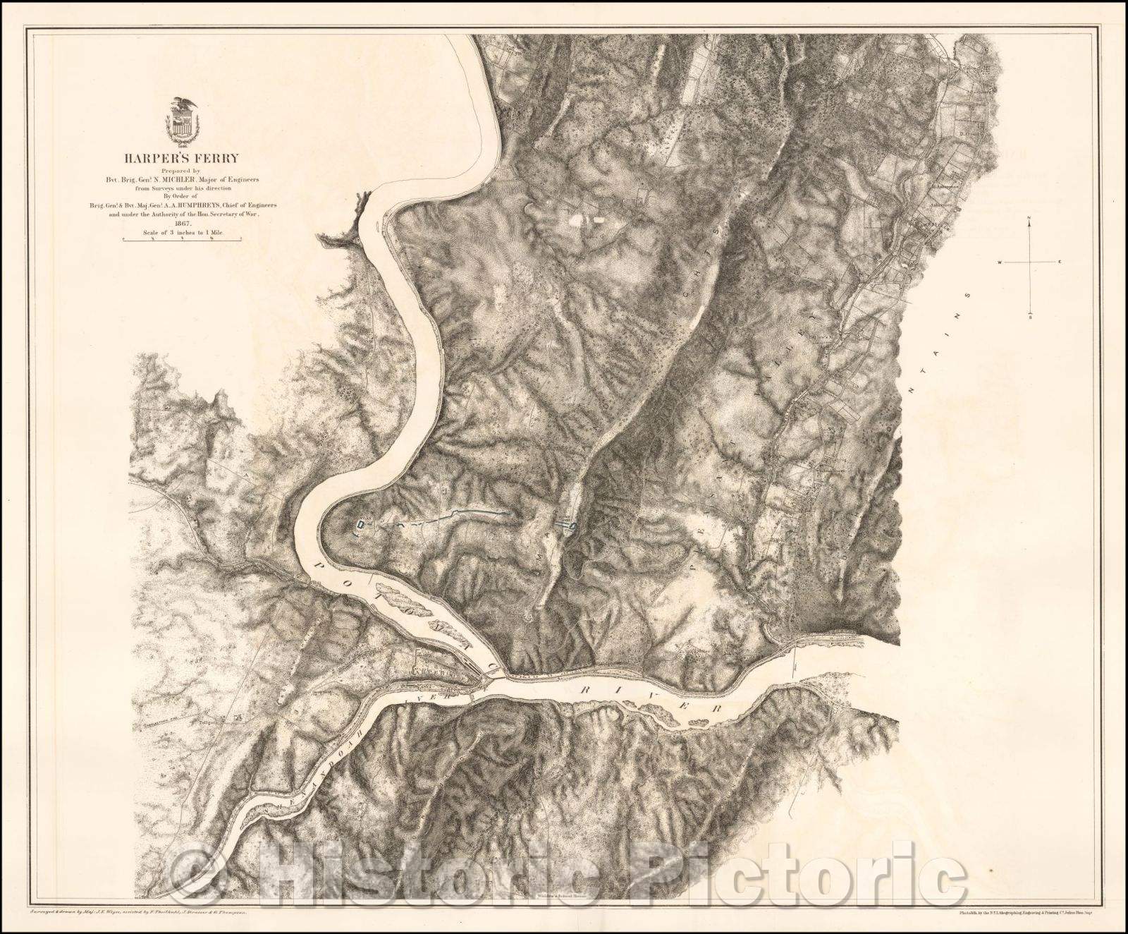 Historic Map - Harper's Ferry Prepared, 1867, U.S. War Department - Vintage Wall Art