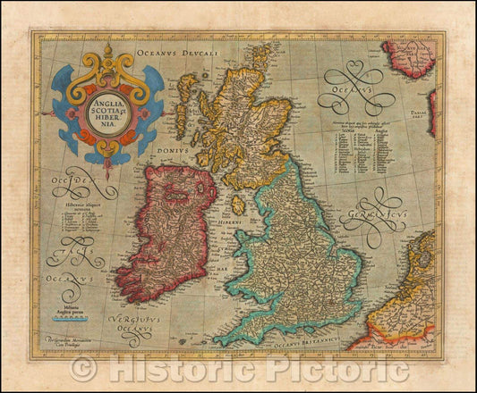 Historic Map - Anglia Scotia et Hibernia, 1619, Gerard Mercator v1