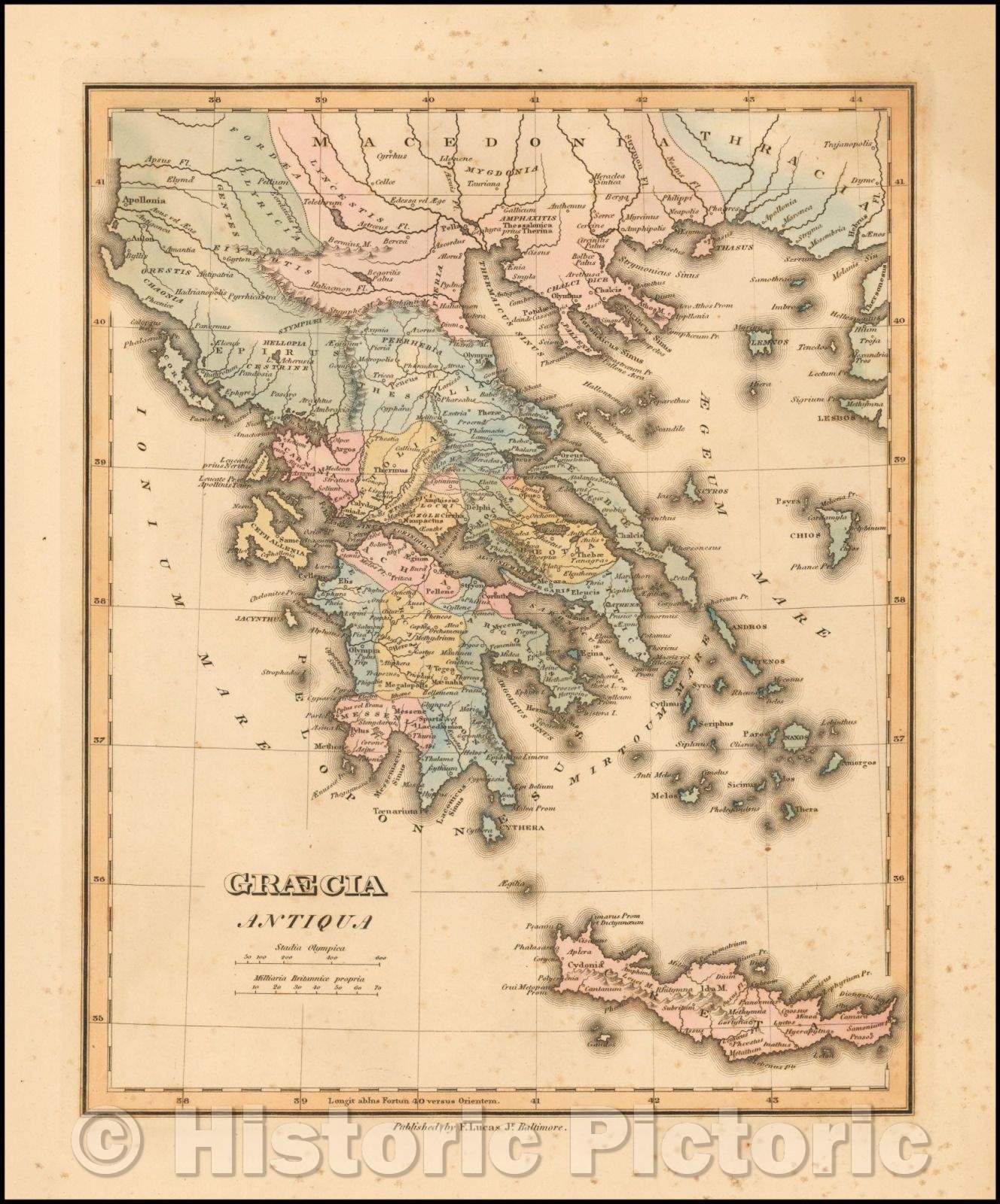 Historic Map - Graecia Antiqua, 1823, Fielding Lucas Jr. v2