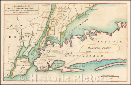Historic Map - Map of the Progress of his Majesty's Armies in New York, During the late Campaign Illustrating the Accounts, 1776, Gentleman's Magazine v1