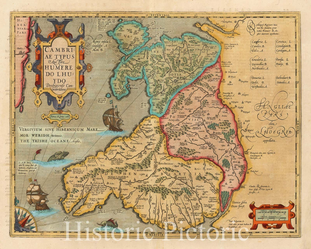 Map of Wales circa 1619 - Historical Map Reproduction