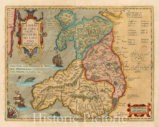 Map of Wales circa 1619 - Historical Map Reproduction