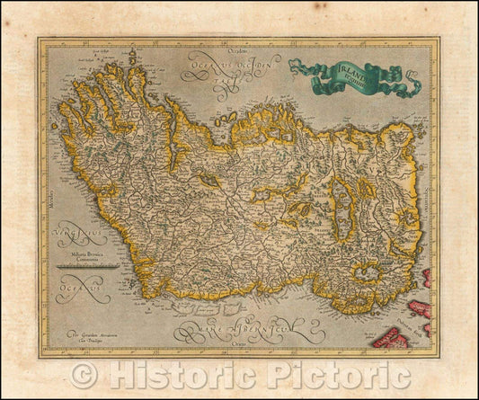 Historic Map - Irlandiae Regnum, 1595, Gerard Mercator - Vintage Wall Art