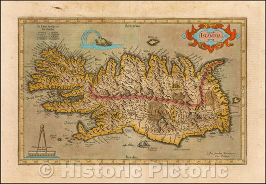 Historic Map - Islandia, 1619, Gerard Mercator - Vintage Wall Art