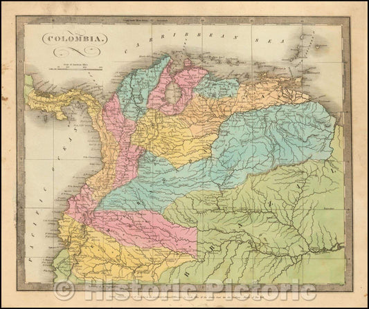 Historic Map - Colombia, 1836, David Hugh Burr - Vintage Wall Art