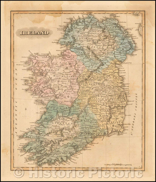 Historic Map - Ireland, 1822, Fielding Lucas Jr. v2