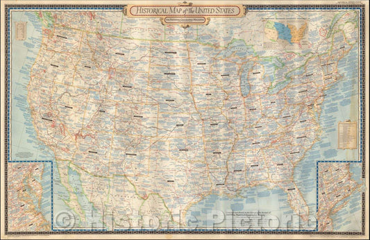 Historic Map - Historical Map of the United States, 1953, National Geographic Society - Vintage Wall Art