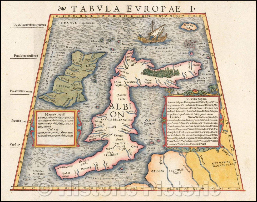 Historic Map - Tabula Europae I British Isles, 1545, Sebastian M?nster - Vintage Wall Art