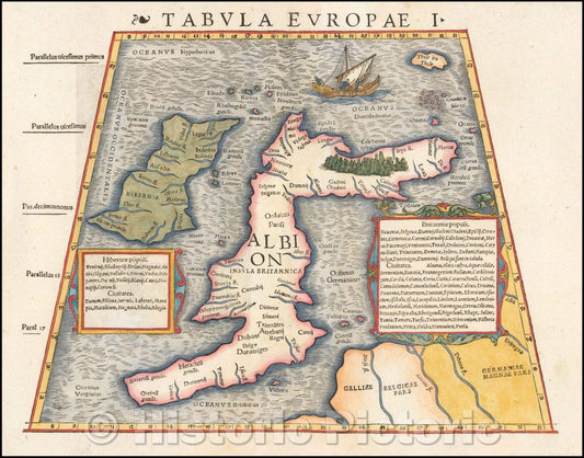 Historic Map - Tabula Europae I British Isles, 1545, Sebastian M?nster - Vintage Wall Art