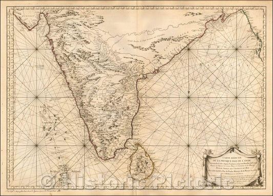 Historic Map - Carte Reduite De La Presque Isle De L'Inde Contenant les Costes depuis Cambaye jusqu'aux Bouches du Ganges Dressee au Depot des Cartes Plans, 1766 v2