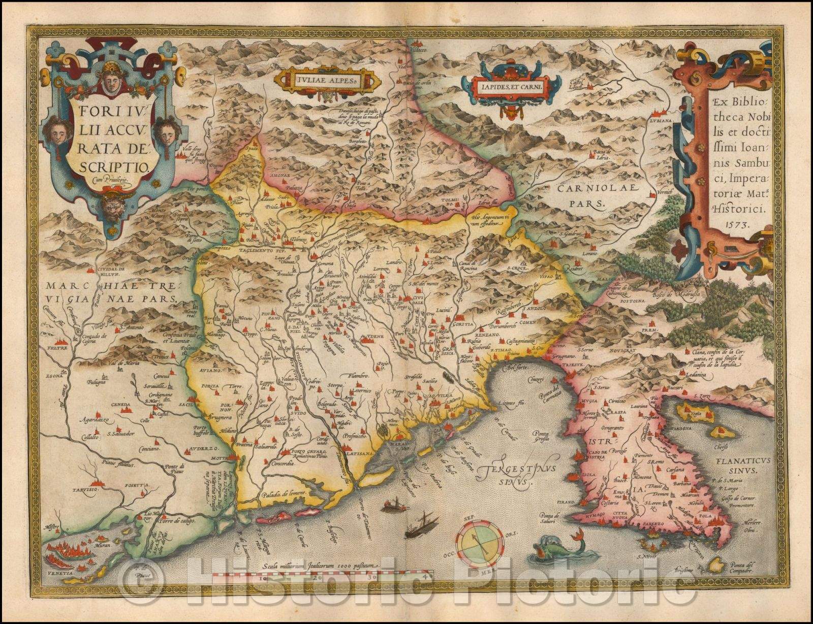 Historic Map - Fori Iulii Accurata Descriptio, 1573, Abraham Ortelius - Vintage Wall Art