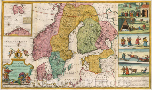 Historic Map - Denmark and Sweden. According to ye Newest & most Exact Observations, 1720, Herman Moll v1