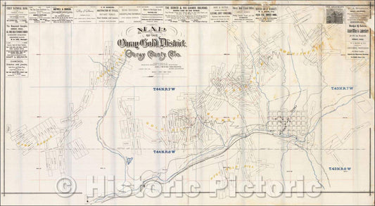 Historic Map - Map of the Ouray Gold District. Ouray County, Colo, 1890, Wheeler & Hurlburt - Vintage Wall Art