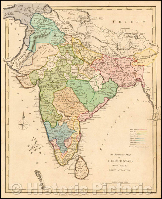 Historic Map - An Accurate Map of Hindoostan, 1794, Robert Wilkinson - Vintage Wall Art